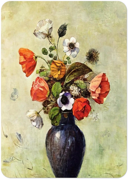 ANEMONES AND POPPIES IN A VASE By Odilon Redon Pack of 10 Post Cards | Odilon Redon Post Cards | A6 (10.5 x 14.8 cm) - 4.1 x 5.8 inches