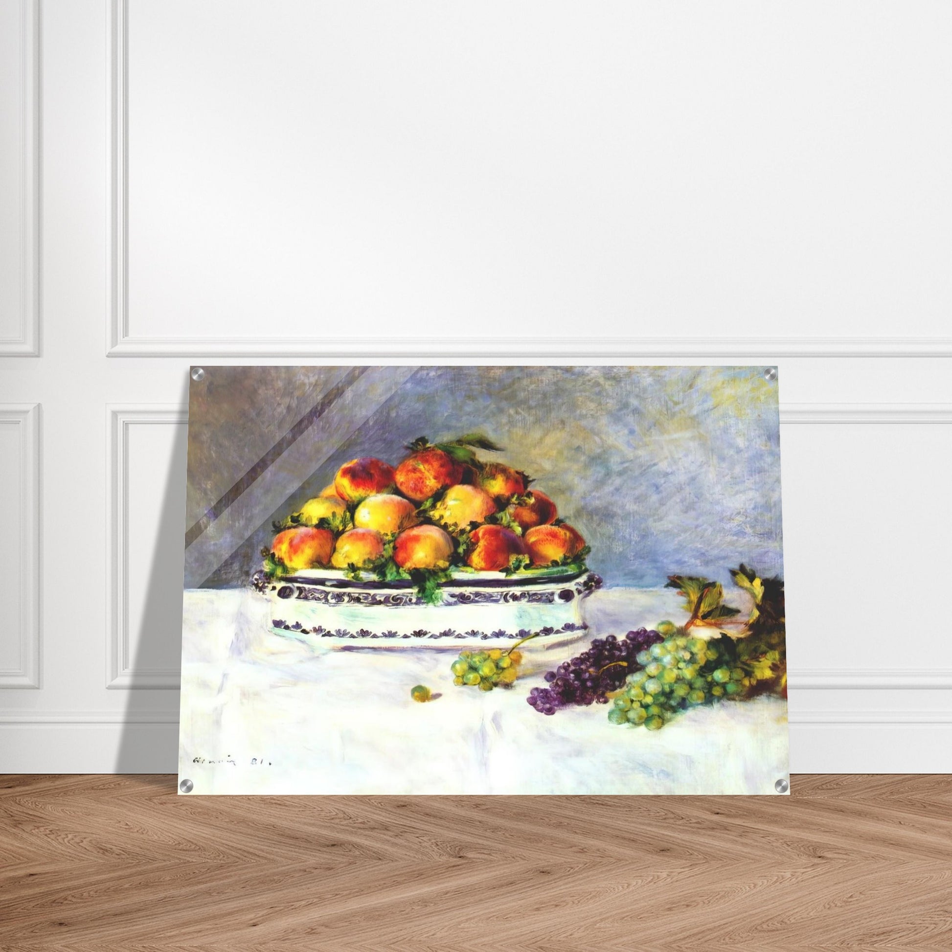 Still life with peaches and grapes - Pierre-Auguste Renoir Acrylic Print - 70x100 cm / 28x40″ inches | Pierre-Auguste Renoir Wall Art | Pierre-Auguste Renoir Prints