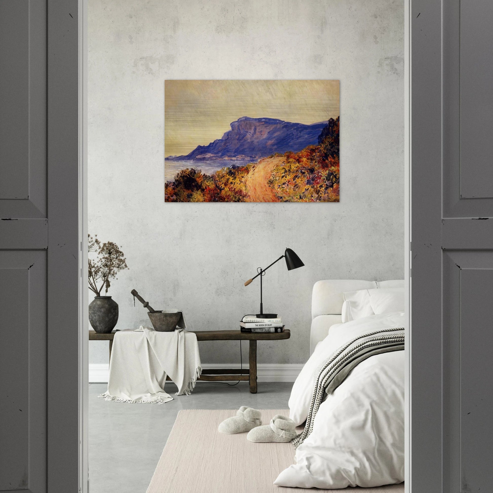 The Red Road at Cap Martin, near Menton - claude monet Brushed Aluminum Print - 70x100 cm / 28x40 inches | claude monet Aluminum Print | claude monet Prints