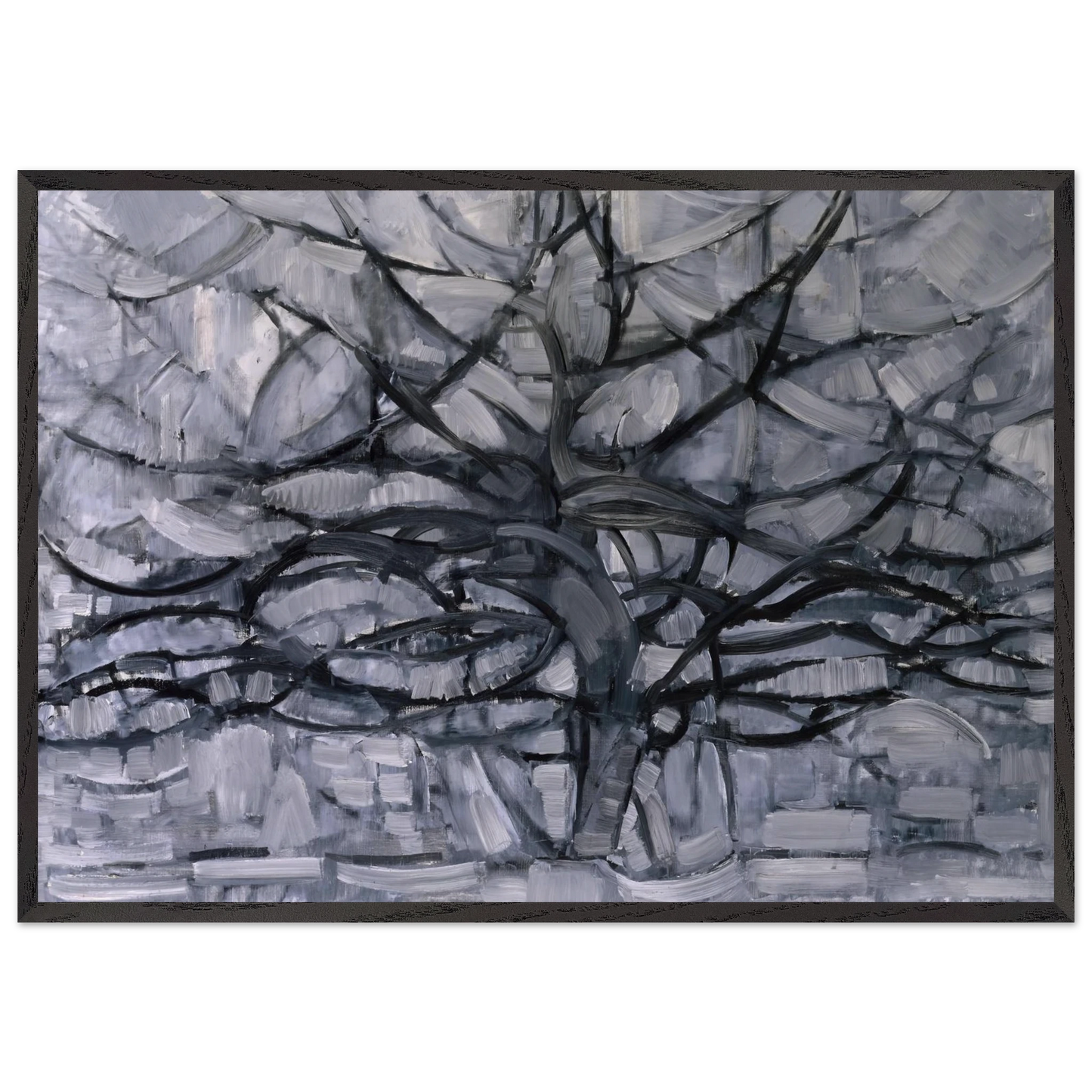 The Gray Tree - Piet Mondrian 70x100 cm / 28x40 inches Framed Art Print – Black Wooden Frame