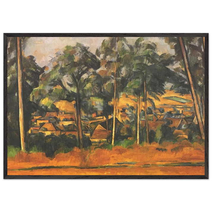 Village in the Provence - Paul Cezanne 70x100 cm / 28x40 inches Framed Art Print – Black Wooden Frame
