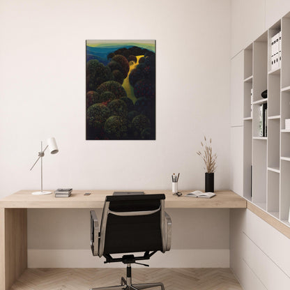 Hidden Pasture - Eyvind Earle Brushed Aluminum Print - 70x100 cm / 28x40 inches | Eyvind Earle Aluminum Print | Eyvind Earle Prints