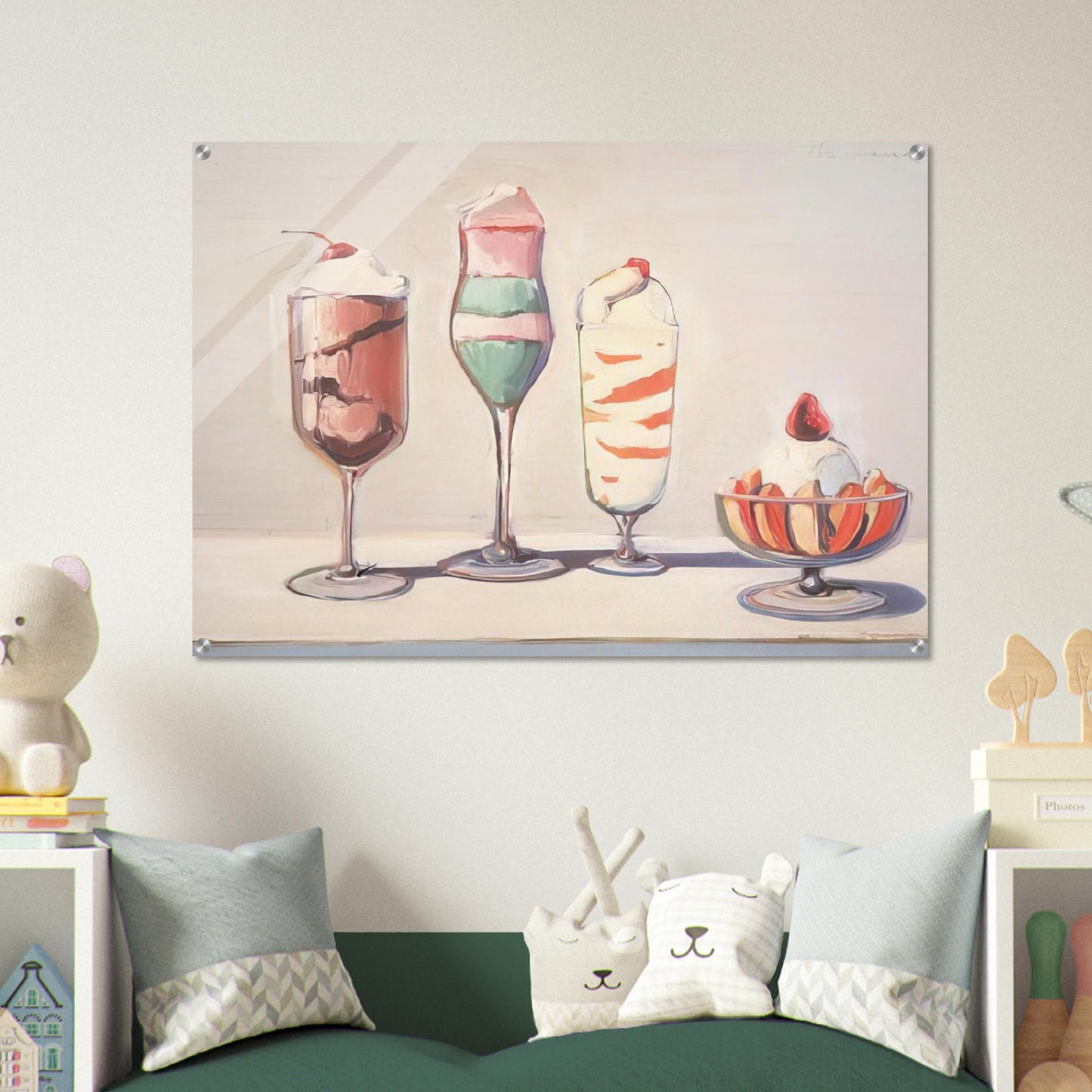 Four Sundaes - Pop Art - Wayne Thiebaud Acrylic Print - 70x100 cm / 28x40″ inches