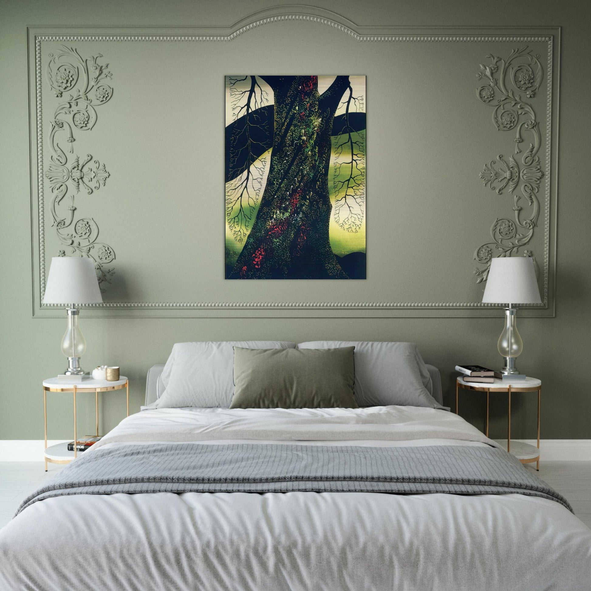 Oak Tree - Eyvind Earle Brushed Aluminum Print - 70x100 cm / 28x40 inches | Eyvind Earle Aluminum Print | Eyvind Earle Prints