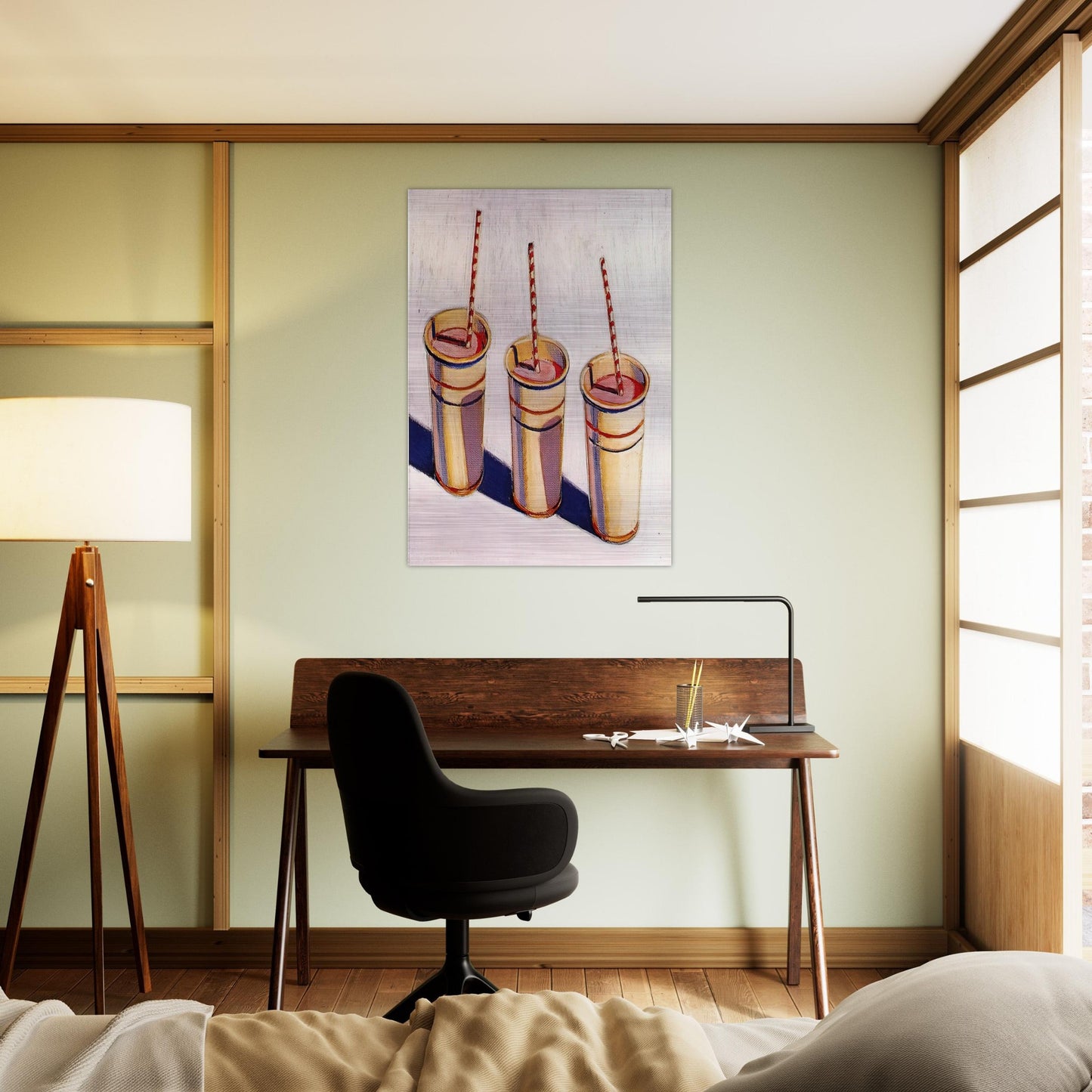 Three Strawberry Shakes - 1964 - Wayne Thiebaud Brushed Aluminum Print - 70x100 cm / 28x40 inches | Wayne Thiebaud Aluminum Print | Wayne Thiebaud Prints