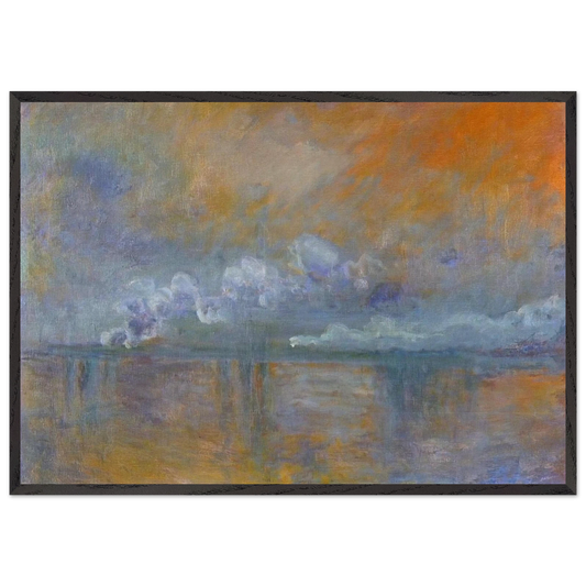 Charing Cross Bridge 02 - claude monet 70x100 cm / 28x40 inches Framed Art Print – Black Wooden Frame