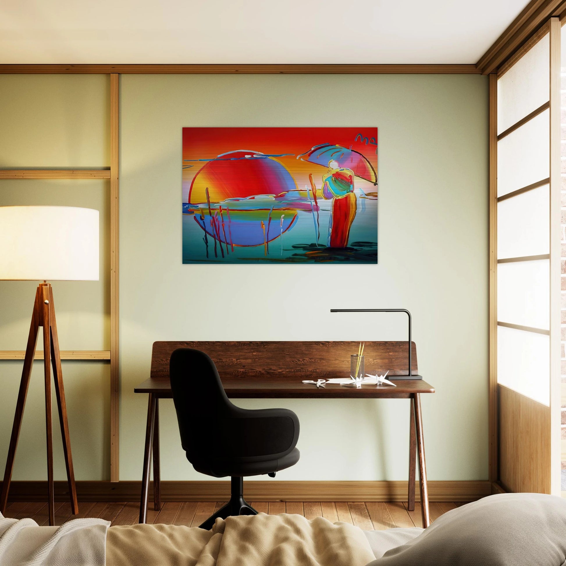 BUDDHA MOON MONK SUNRISE 1999 - Peter Max Brushed Aluminum Print - 70x100 cm / 28x40 inches | Peter Max Aluminum Print | Peter Max Prints