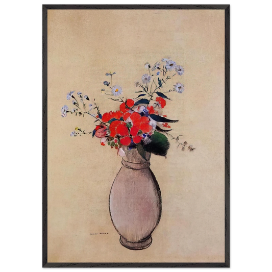 BOUQUET OF FLOWERS 2 - Odilon Redon 70x100 cm / 28x40 inches Framed Art Print – Black Wooden Frame