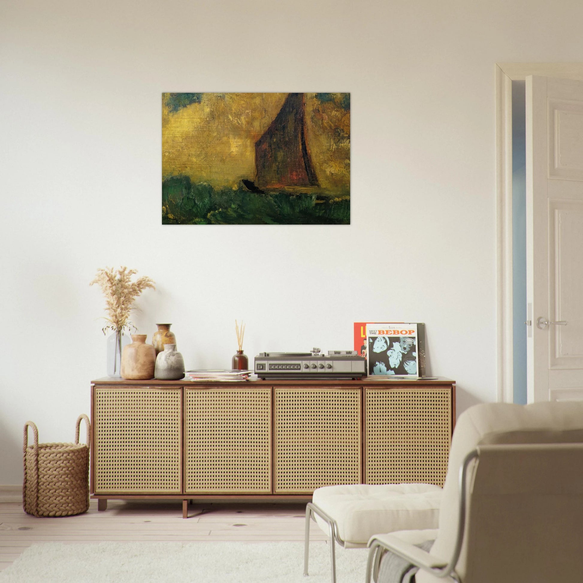 THE MYSTERIOUS BOAT - Odilon Redon Brushed Aluminum Print - 70x100 cm / 28x40 inches | Odilon Redon Aluminum Print | Odilon Redon Prints