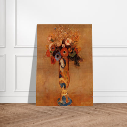 WILDFLOWERS IN A LONG NECKED VASE - Odilon Redon Brushed Aluminum Print - 70x100 cm / 28x40 inches | Odilon Redon Aluminum Print | Odilon Redon Prints
