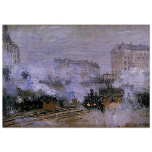 Saint-Lazare Station, Arrival of a Train - claude monet Brushed Aluminum Print - 70x100 cm / 28x40 inches | claude monet Aluminum Print | claude monet Prints