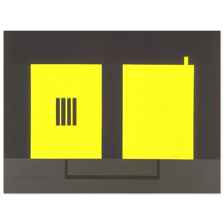 Peter Halley - Prison  Cell with Smokestack  Conduit - 1985  75x100 cm / 30x40inches Fine Art Poster