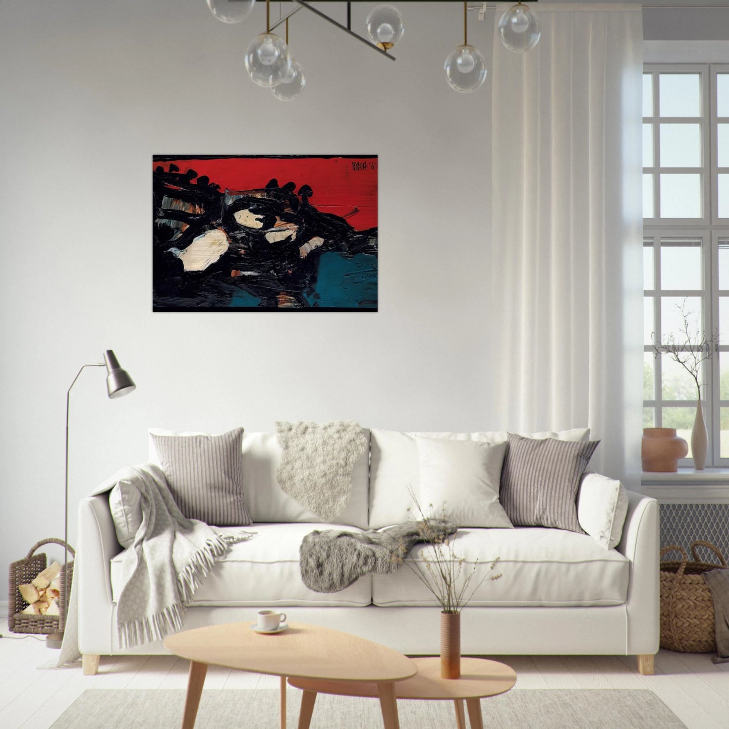 Ciel Rouge Sur Le Lac - 1961 - S. H. Raza Brushed Aluminum Print - 70x100 cm / 28x40 inches | S. H. Raza Aluminum Print | S. H. Raza Prints