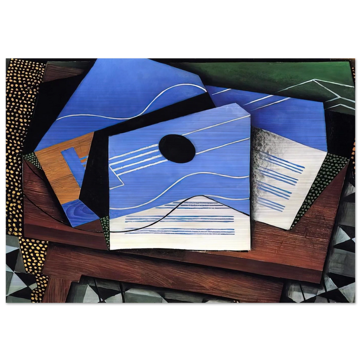 GUITAR ON A TABLE 1915 - Juan Gris Brushed Aluminum Print - 70x100 cm / 28x40 inches | Juan Gris Aluminum Print | Juan Gris Prints