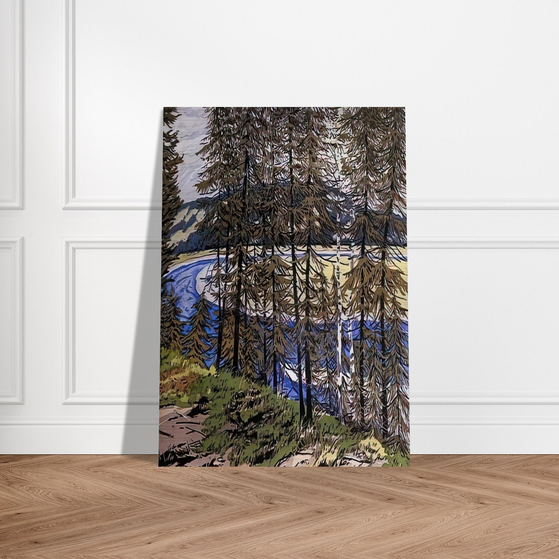 Synthetic Blue St. John - 2000 - Neil Welliver Brushed Aluminum Print - 70x100 cm / 28x40 inches | Neil Welliver Aluminum Print | Neil Welliver Prints