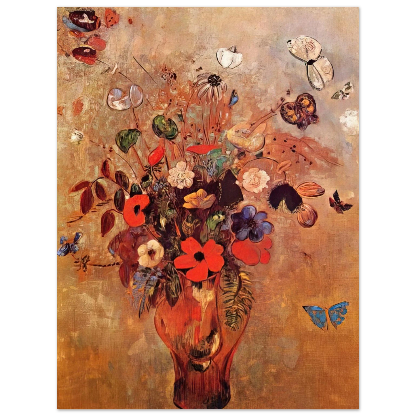 Odilon Redon - VASE WITH FLOWERS AND BUTTERFLIES  75x100 cm / 30x40inches Fine Art Poster