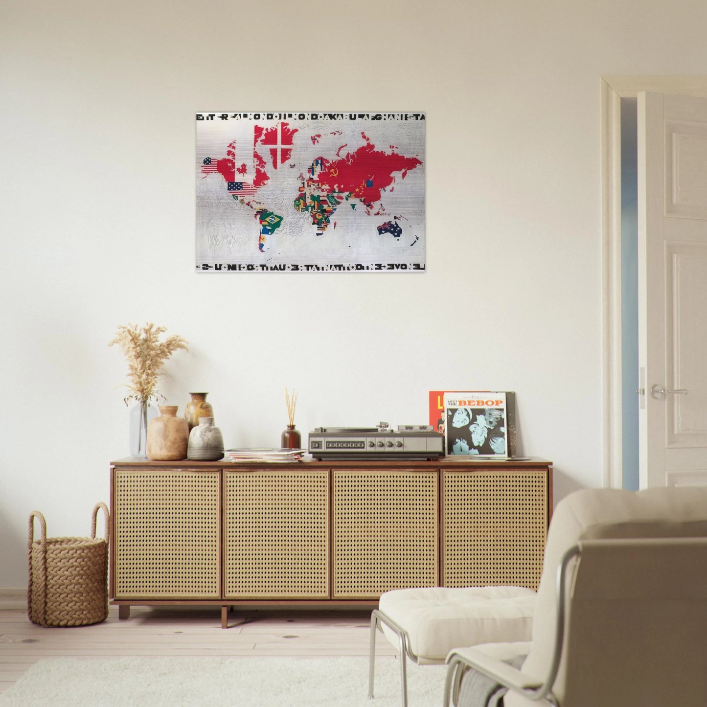 MAPPA 1983 - Alighiero Boetti Brushed Aluminum Print - 70x100 cm / 28x40 inches | Alighiero Boetti Aluminum Print | Alighiero Boetti Prints