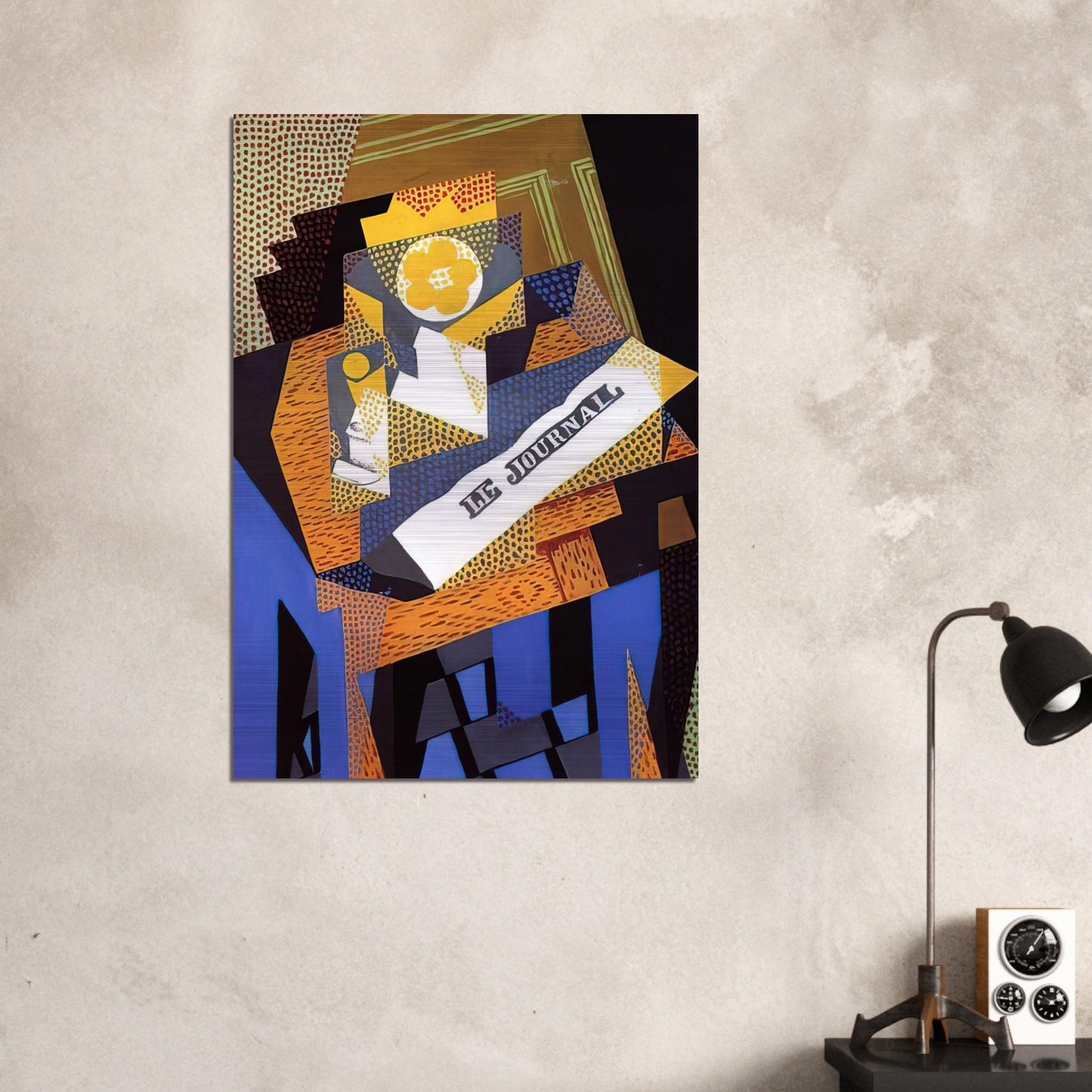 NEWSPAPER AND FRUIT DISH 1916 - Juan Gris Brushed Aluminum Print - 70x100 cm / 28x40 inches | Juan Gris Aluminum Print | Juan Gris Prints