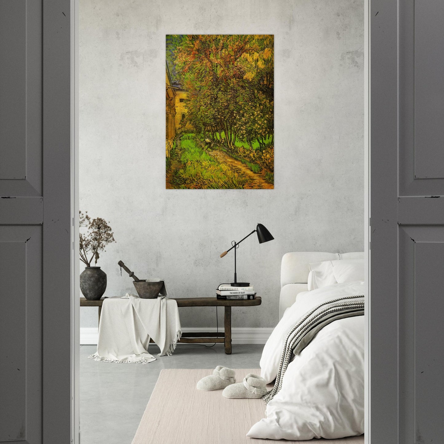 The Garden of Saint-Paul Hospital - Vincent van Gogh Brushed Aluminum Print - 70x100 cm / 28x40 inches | Vincent van Gogh Aluminum Print | Vincent van Gogh Prints