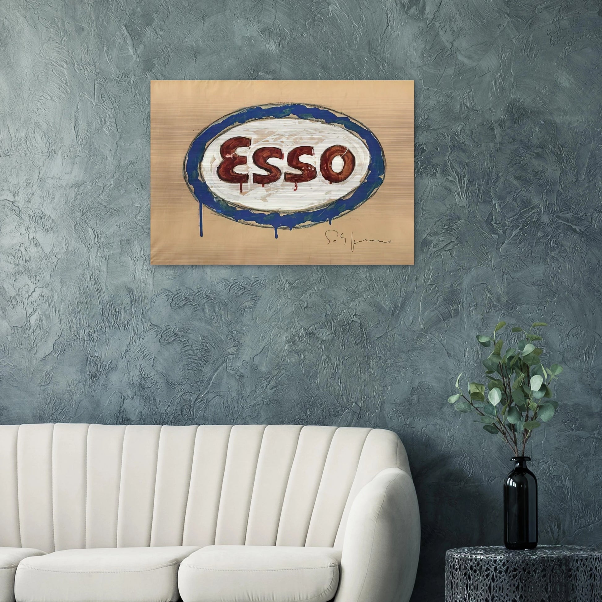 Esso - Pop Art - Mario Schifano Brushed Aluminum Print - 70x100 cm / 28x40 inches | Mario Schifano Aluminum Print | Mario Schifano Prints