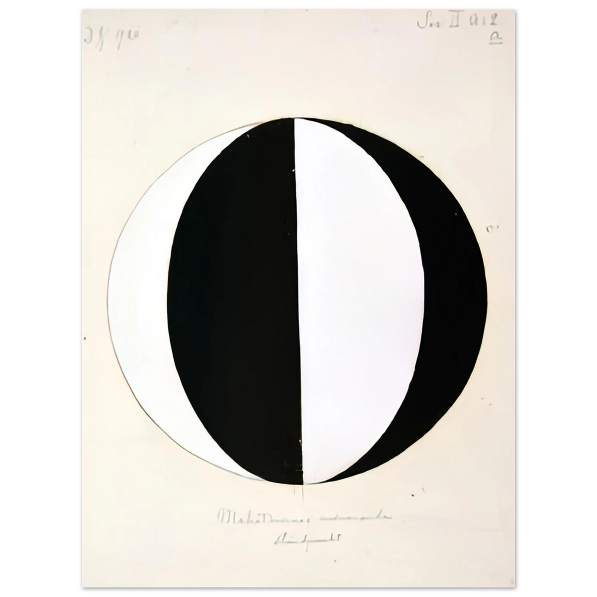 Hilma af Klint - THE MAHATMAS PRESENT STANDING POINT SERIES II NO 2A 1920 Wall art - 27x35 cm / 11x14 inches - Premium Wooden Framed Poster With Fine Art Paper-canvas - White frame
