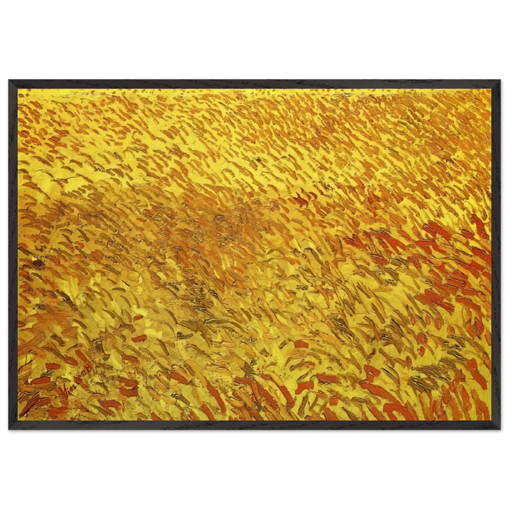 Summer Evening Wheatfield with Setting sun - Vincent van Gogh 70x100 cm / 28x40 inches Framed Art Print – Black Wooden Frame