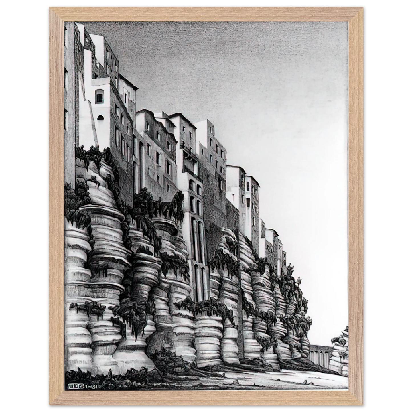 MC Escher - TROPEA CALABRIA Wall art - 30x40 cm / 12x16 inches - Premium Wooden Framed Poster With Fine Art Paper-canvas - Wood frame