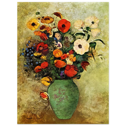 Odilon Redon - BOUQUET OF FLOWERS IN A GREEN VASE  75x100 cm / 30x40inches Fine Art Poster