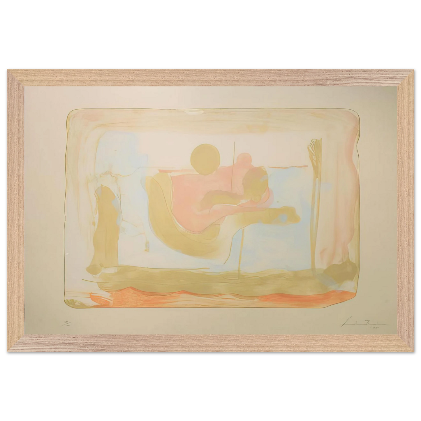 Helen Frankenthaler - Reflections I - 1995 Wall art - 27x35 cm / 11x14 inches - Premium Wooden Framed Poster With Fine Art Paper-canvas - White frame