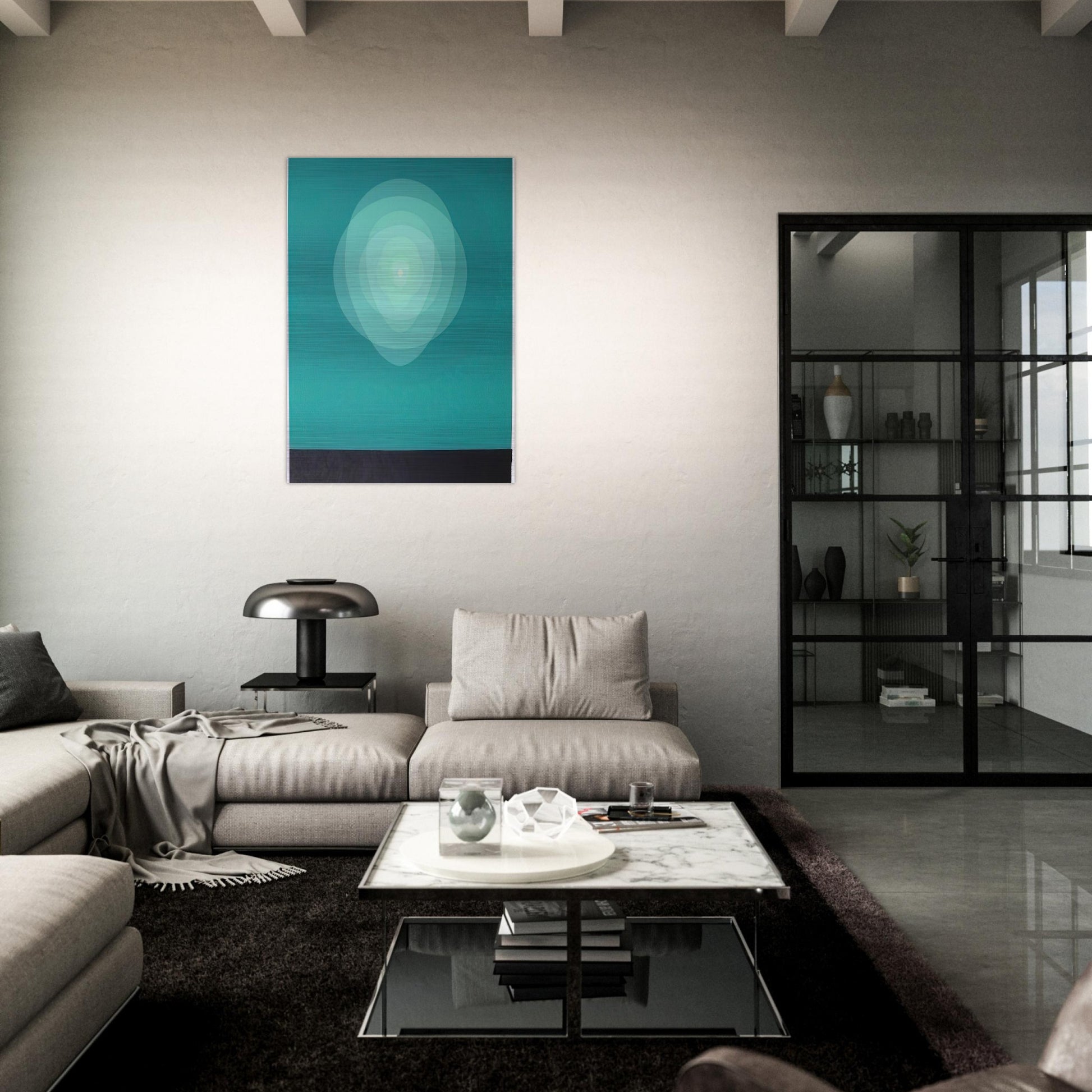 Teal Mandala - 1969 - Clarence Holbrook Carter Brushed Aluminum Print - 70x100 cm / 28x40 inches | Clarence Holbrook Carter Aluminum Print | Clarence Holbrook Carter Prints