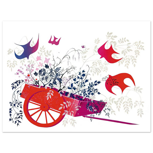 Eyvind Earle - Red Wagon & Foliage  75x100 cm / 30x40inches Fine Art Poster