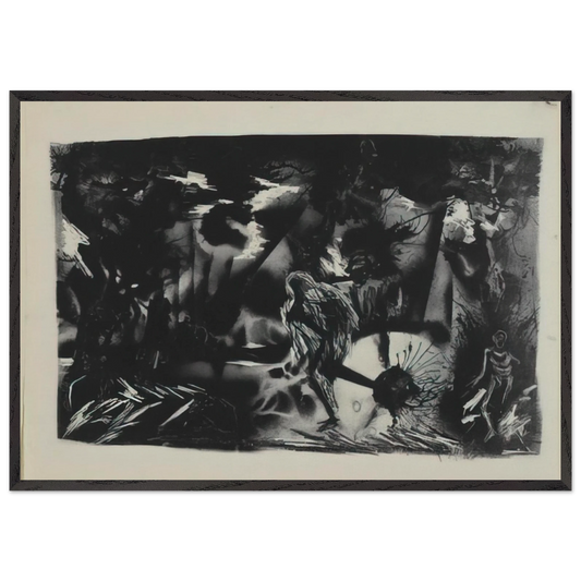FIGURES IN A LANDSCAPE - Jackson Pollock 70x100 cm / 28x40 inches Framed Art Print – Black Wooden Frame
