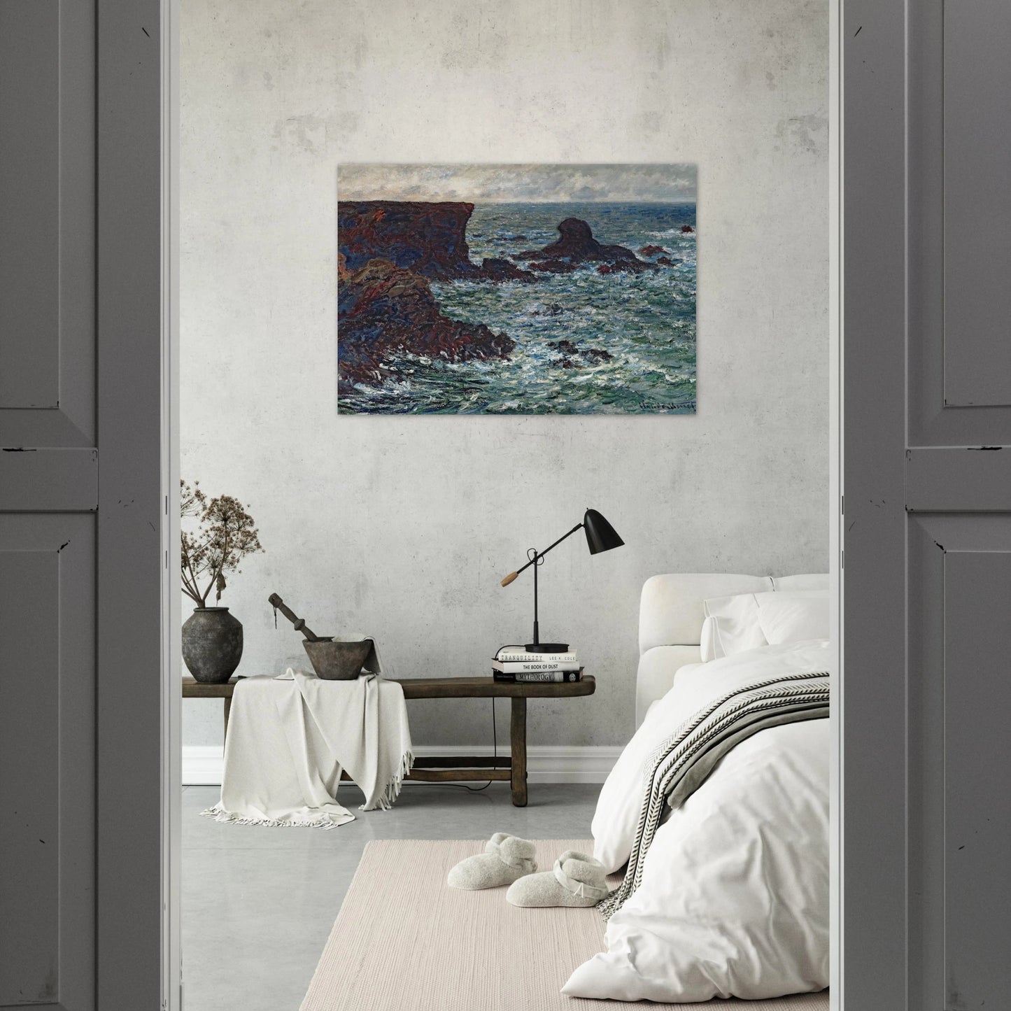 Rocks at Port Coton, the Lion Rock - claude monet Brushed Aluminum Print - 70x100 cm / 28x40 inches | claude monet Aluminum Print | claude monet Prints