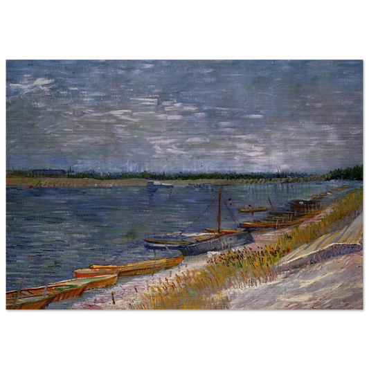 Moored Boats - Vincent van Gogh Brushed Aluminum Print - 70x100 cm / 28x40 inches | Vincent van Gogh Aluminum Print | Vincent van Gogh Prints