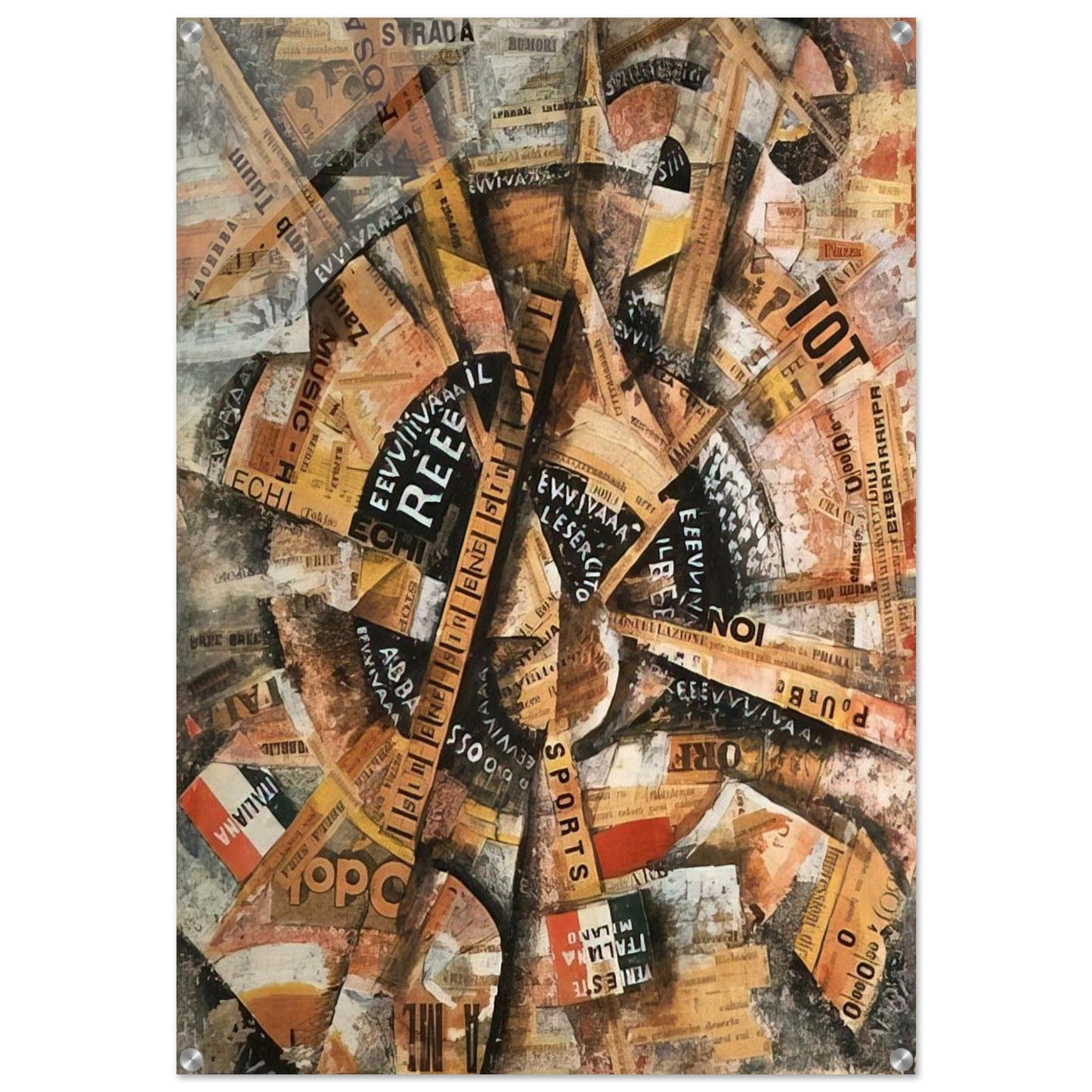 INTERVENTIONIST DEMONSTRATION PATRIOTIC HOLIDAY FREEWORD PAINTING 1914 1914 - Carlo Carra Acrylic Print - 70x100 cm / 28x40″ inches | Carlo Carra Wall Art | Carlo Carra Prints