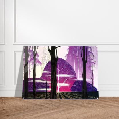 Purple Dawn - Eyvind Earle Acrylic Print - 70x100 cm / 28x40″ inches