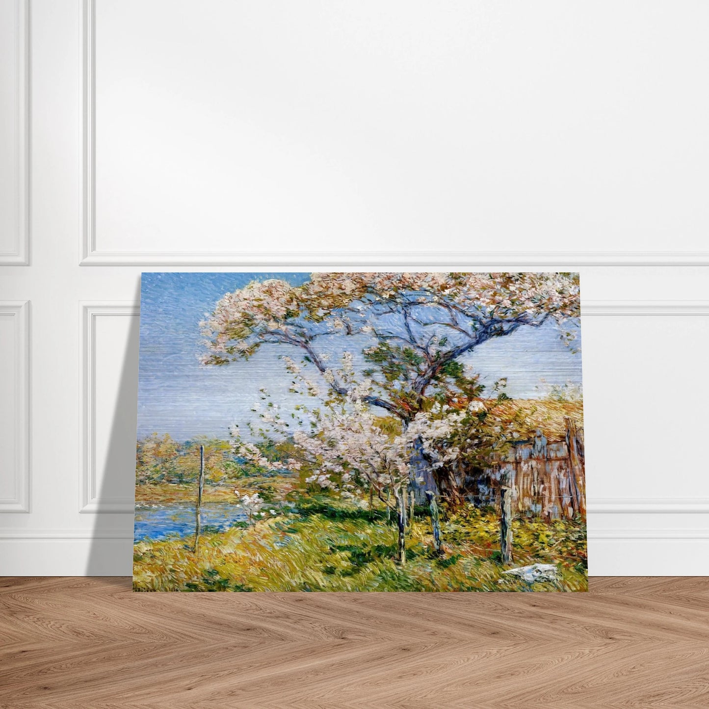 Apple Trees in Bloom, Old Lyme - Childe Hassam Brushed Aluminum Print - 70x100 cm / 28x40 inches | Childe Hassam Aluminum Print | Childe Hassam Prints