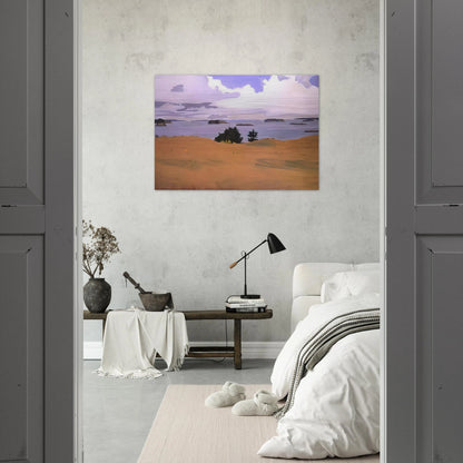PENOBSCOT BAY WITH YELLOW FIELD 1968 - Fairfield Porter Brushed Aluminum Print - 70x100 cm / 28x40 inches | Fairfield Porter Aluminum Print | Fairfield Porter Prints