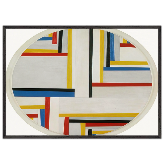 Relational painting Tondo 4 - 1946 - Fritz Glarner 70x100 cm / 28x40 inches Framed Art Print – Black Wooden Frame
