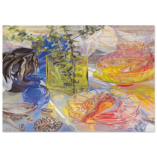 GLASS AND SHELLS 1990 - Janet Fish Brushed Aluminum Print - 70x100 cm / 28x40 inches | Janet Fish Aluminum Print | Janet Fish Prints