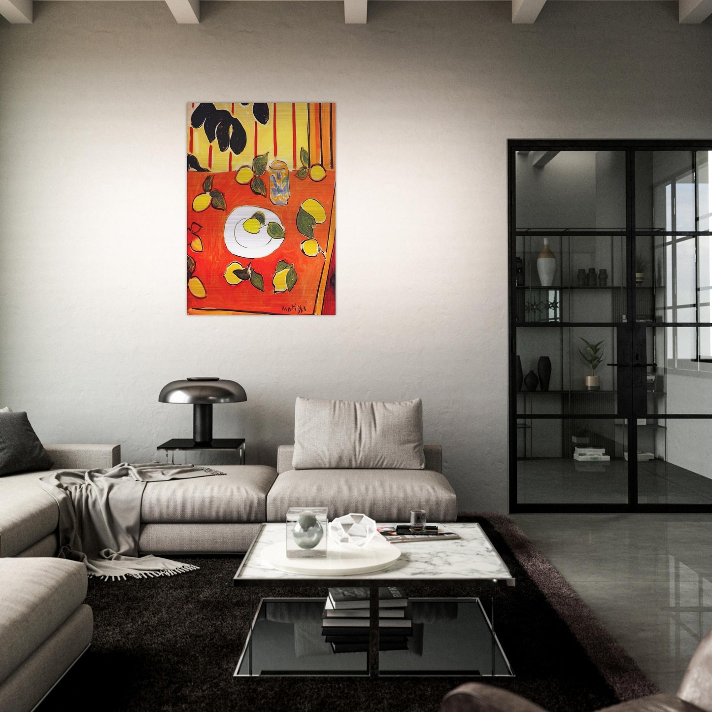 BLACK PHILODENDRON AND LEMONS 1943 - Henri Matisse Brushed Aluminum Print - 70x100 cm / 28x40 inches | Henri Matisse Aluminum Print | Henri Matisse Prints