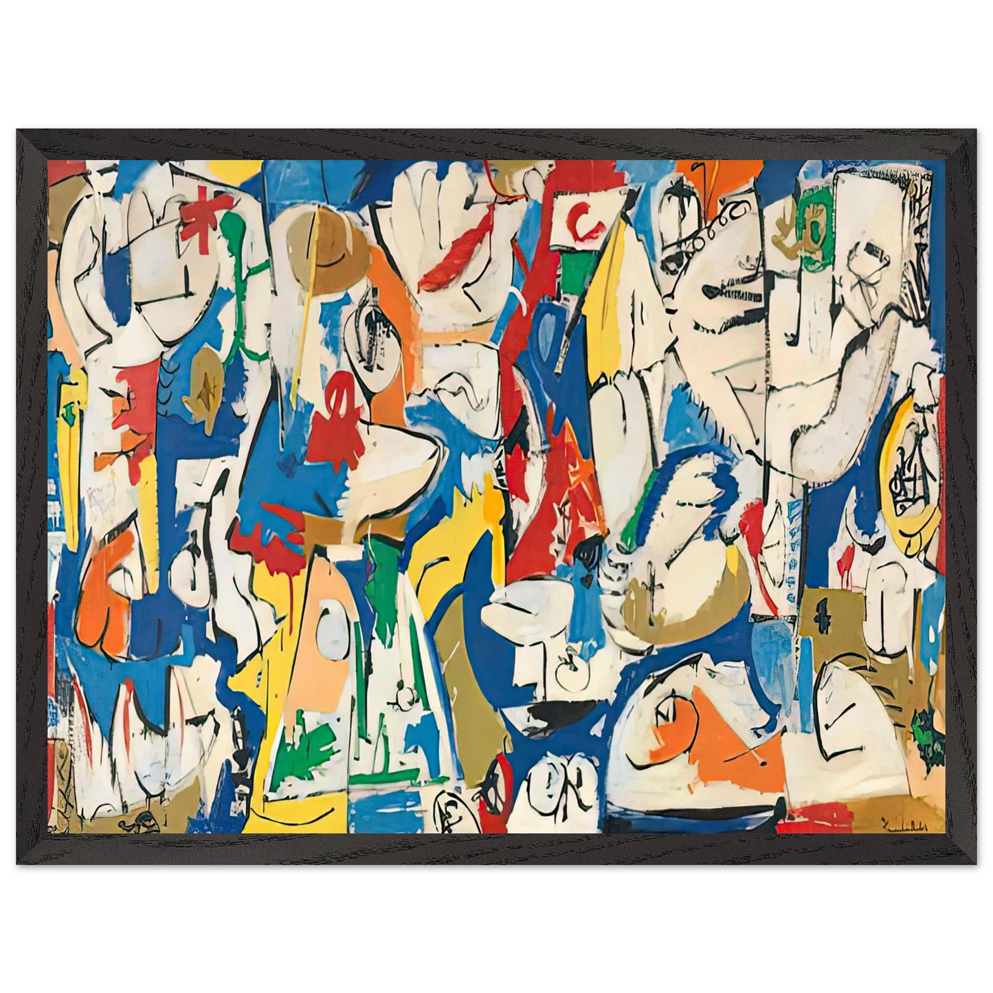 Helen Frankenthaler - The Jugglers, 1951- Wall Art - 60x80 cm / 24x32 inches - Premium Wooden Framed Poster With Fine Art Paper-canvas - Black frame