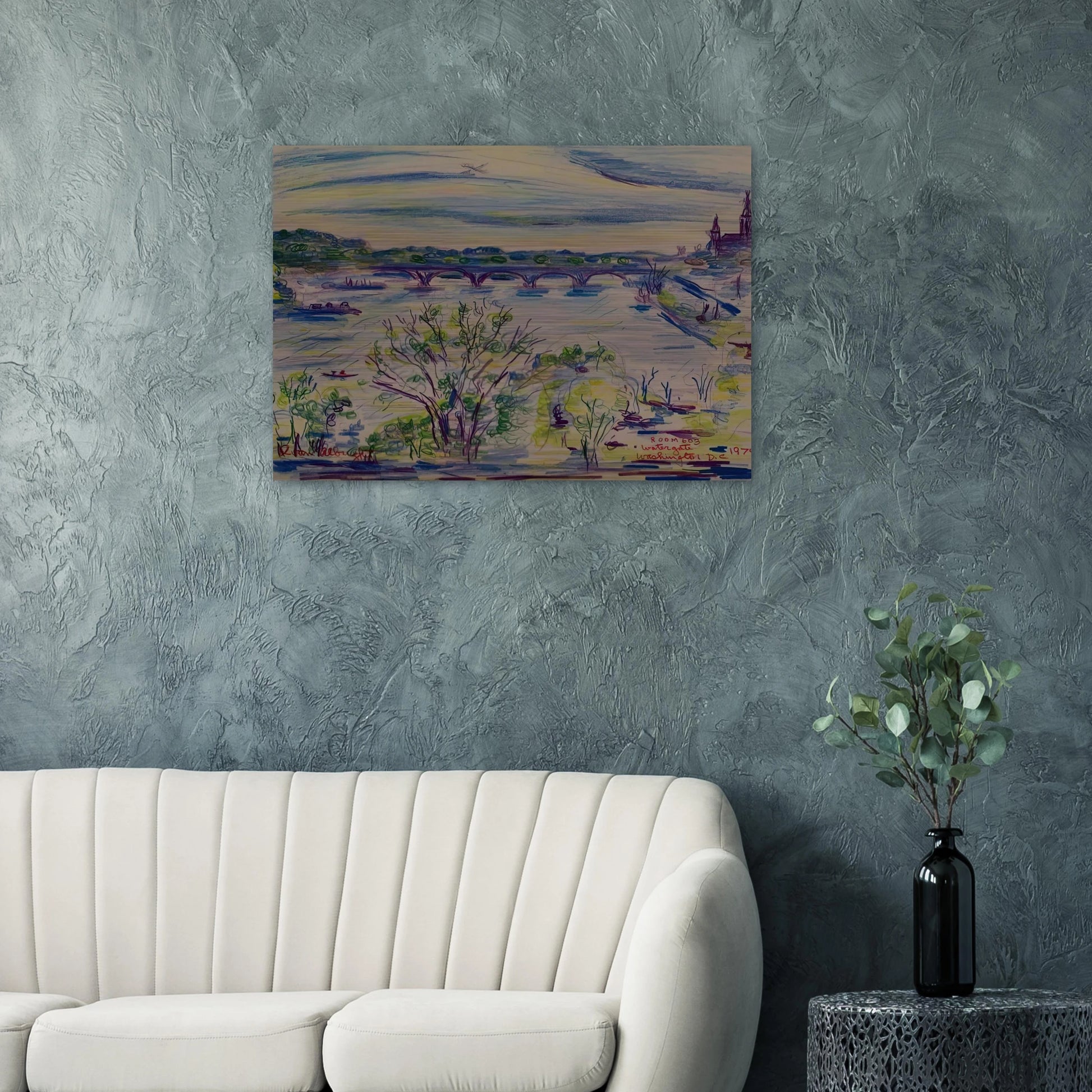 VIEW FROM ROOM 603 WATERGATE WASHINGTON D C 1974 - Ivan Albright Brushed Aluminum Print - 70x100 cm / 28x40 inches | Ivan Albright Aluminum Print | Ivan Albright Prints