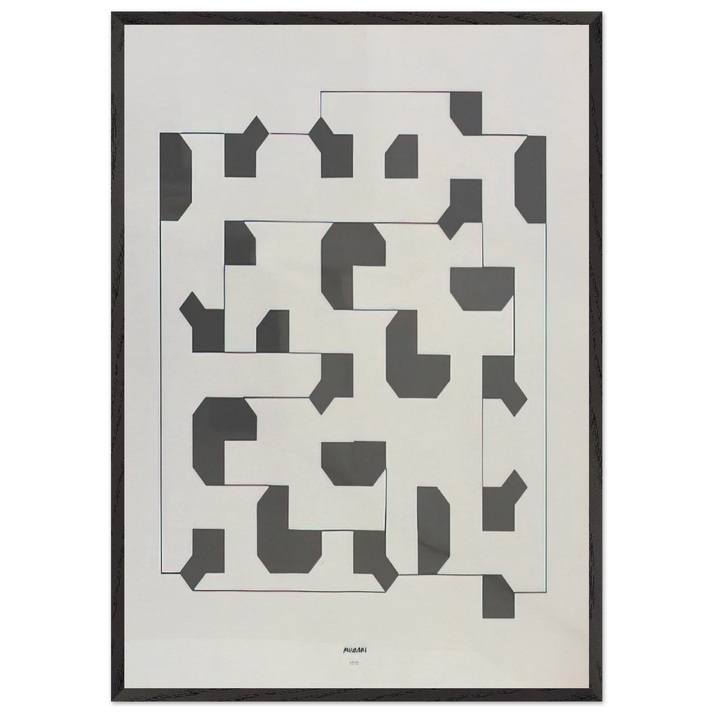 Curva di Peano - 1975 - Bruno Munari 70x100 cm / 28x40 inches Framed Art Print – Black Wooden Frame