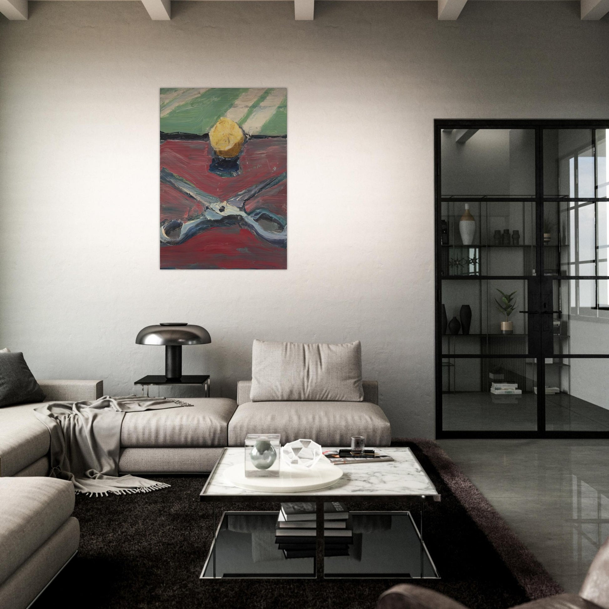 Scissors and Lemon, II - Richard Diebenkorn Brushed Aluminum Print - 70x100 cm / 28x40 inches | Richard Diebenkorn Aluminum Print | Richard Diebenkorn Prints