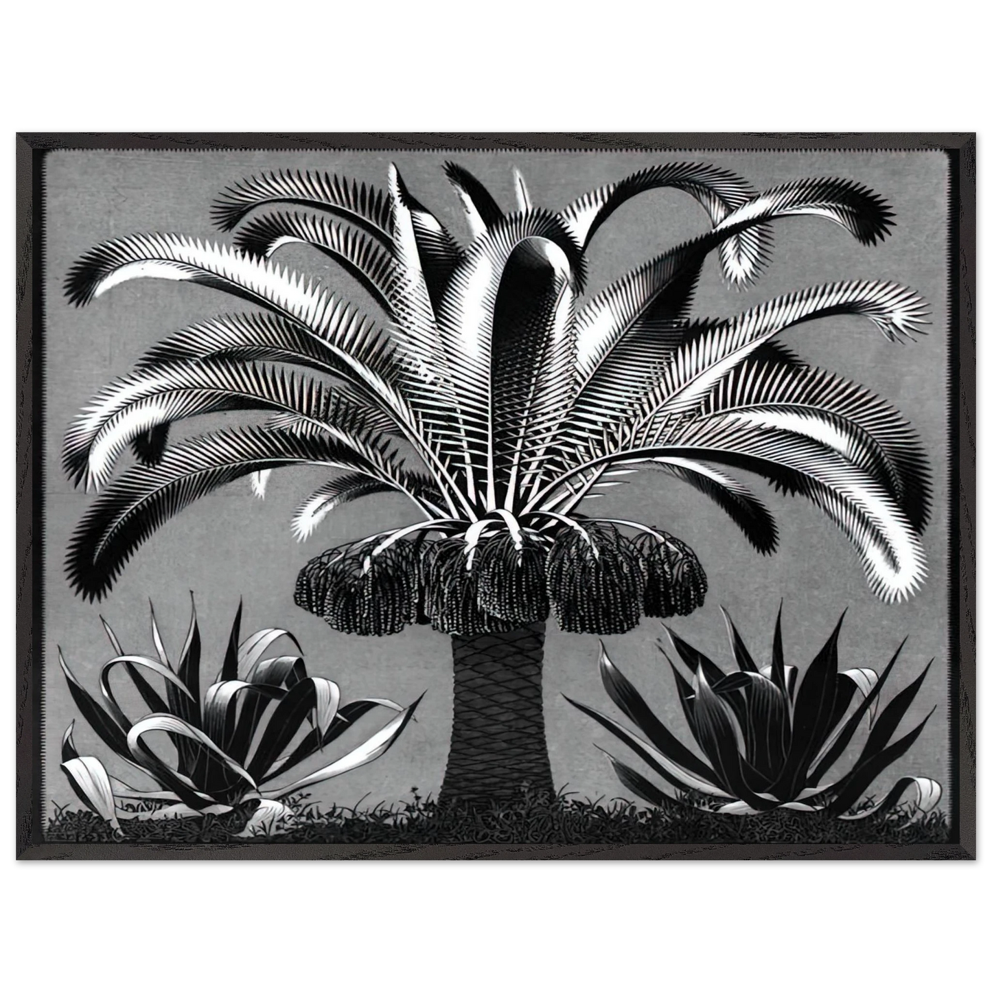 MC Escher - PALM Wall Art - 30x40 cm / 12x16 inches - Premium Wooden Framed Poster With Fine Art Paper-canvas - Black frame