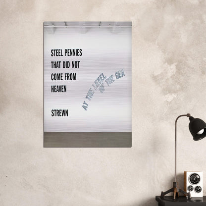 Steel Pennies That... - 2008 - Lawrence Weiner Brushed Aluminum Print - 70x100 cm / 28x40 inches | Lawrence Weiner Aluminum Print | Lawrence Weiner Prints