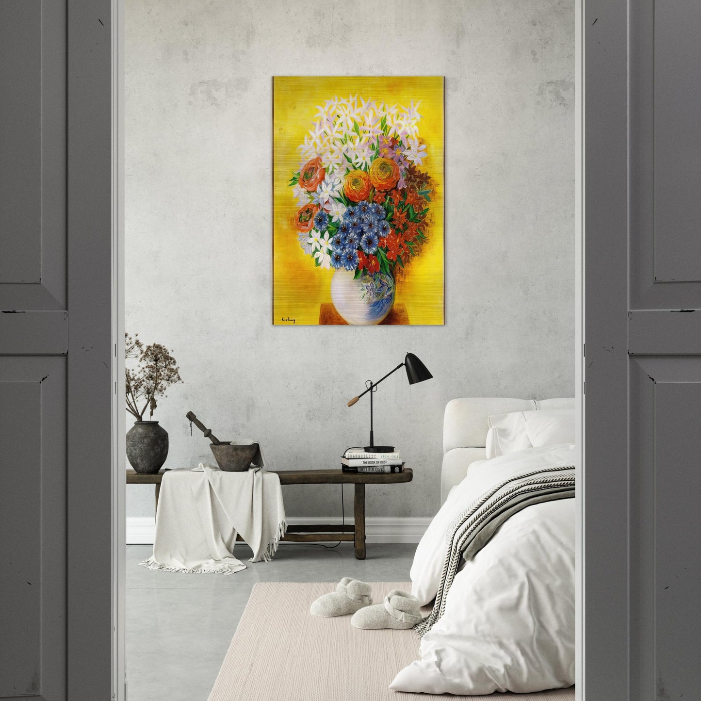 BOUQUET OF VARIOUS FLOWERS - Moise Kisling Brushed Aluminum Print - 70x100 cm / 28x40 inches | Moise Kisling Aluminum Print | Moise Kisling Prints