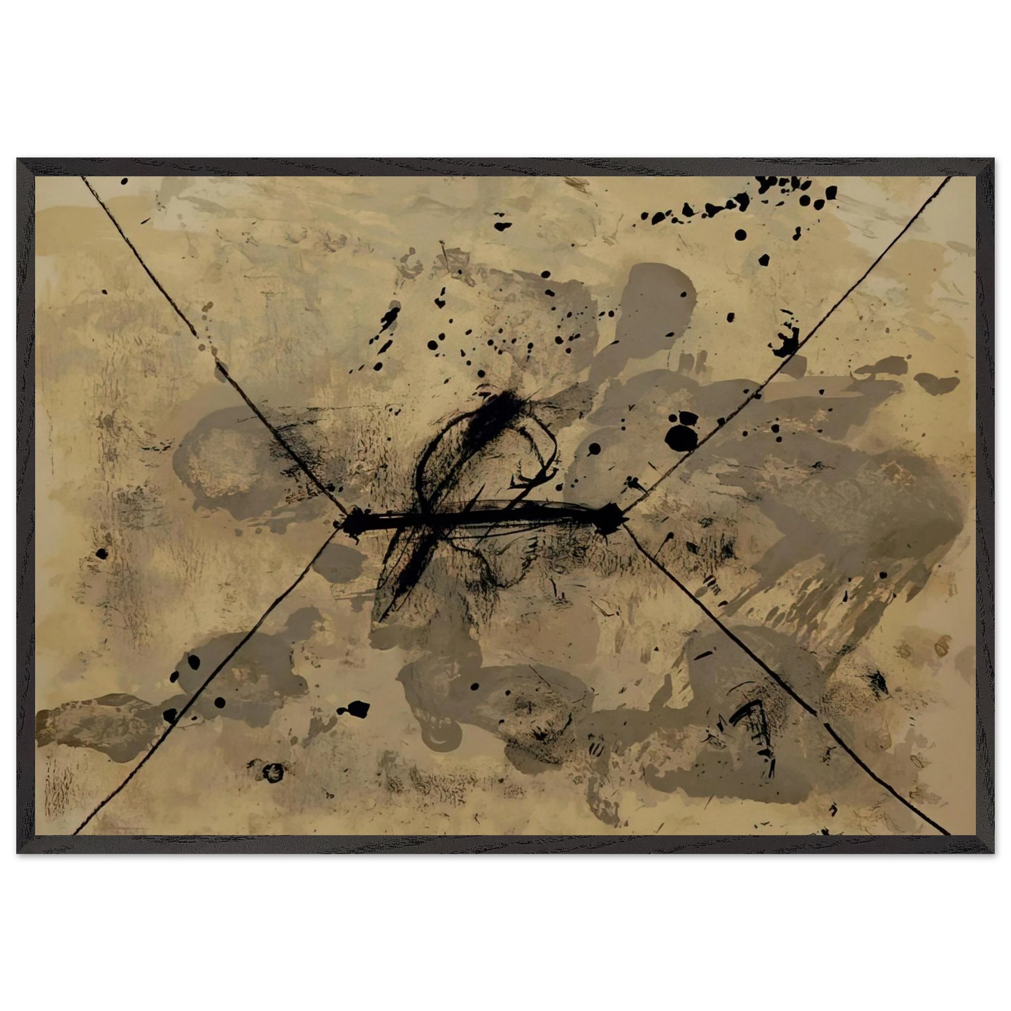 L ENVELOPPE 1968 - Antoni Tapies 70x100 cm / 28x40 inches Framed Art Print – Black Wooden Frame
