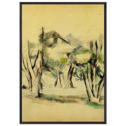 TREES N2 - Paul Cezanne 70x100 cm / 28x40 inches Framed Art Print – Black Wooden Frame